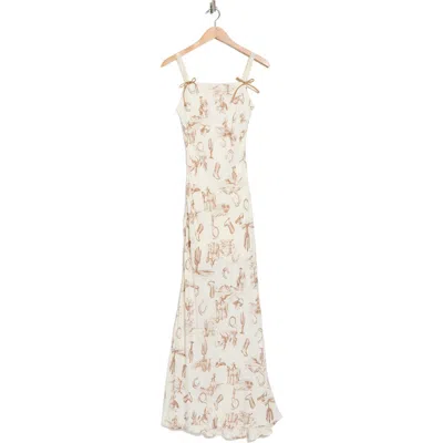 Blu Pepper Western Print Midi Dress In White