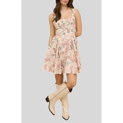 Blu Pepper Western Print Minidress In Multi