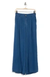 Blu Pepper Wide Leg Chambray Pants In Blue
