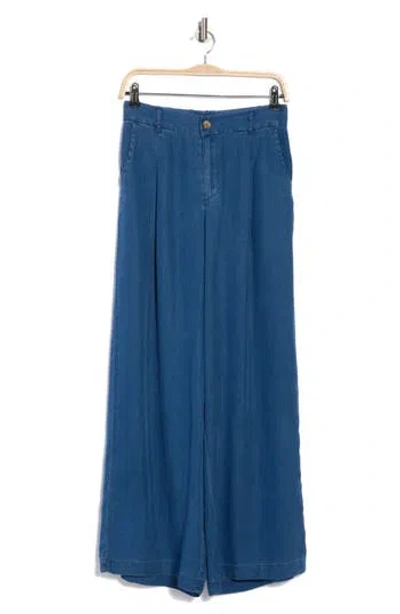 Blu Pepper Wide Leg Chambray Pants In Blue