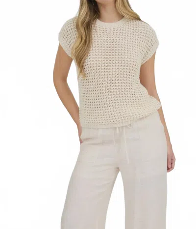 Blu Pepper Women's Batwing Crochet Short Sleeve Sweater In Oatmeal In Neutral
