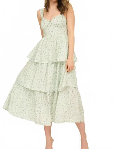 Blu Pepper Women's Corset Ruffle Dress In Sage Floral In Green