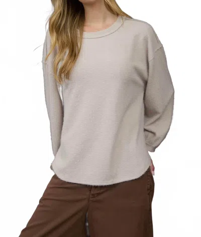 Blu Pepper Women's Fuzzy Knit Long Sleeve Top In Khaki In Gray