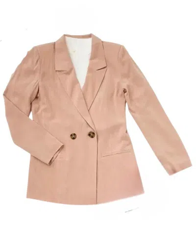 Blu Pepper Women's Linen 2 Button Blazer In Dusty Pink