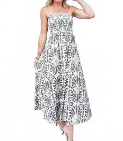 Blu Pepper Women's Strapless Ruffle Trim Midi Dress In Multi