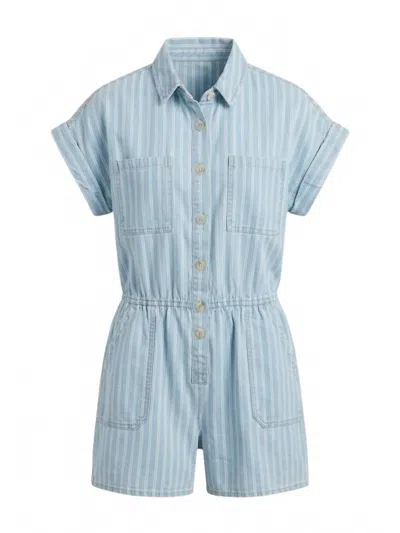 Blu Pepper Women's Stripe Button Down Romper In Blue