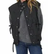 Blu Pepper Women's Tie Detail Snap Button Down Quilted Puffer Vest In Black In Black