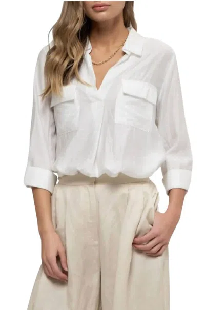 Blu Pepper Woven Button Up Top In White
