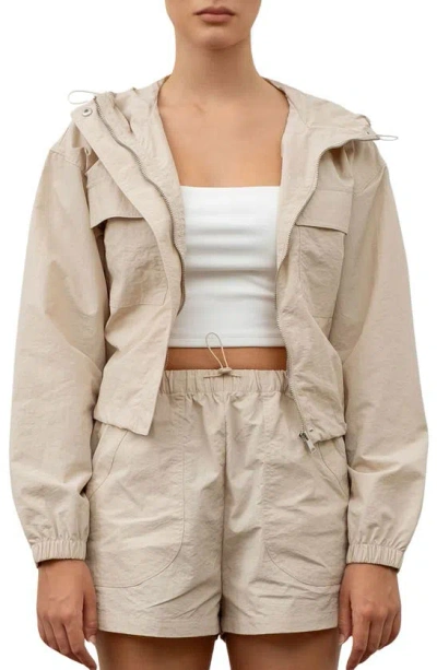 Blu Pepper Zip Up Windbreaker Jacket In Light Khaki