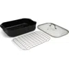 Blu . Roasting Pan With Lid And Roasting Rack In Black
