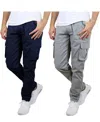Blu Rock Men's 2-pack Flex Stretch Cargo Pants In Navy,gray