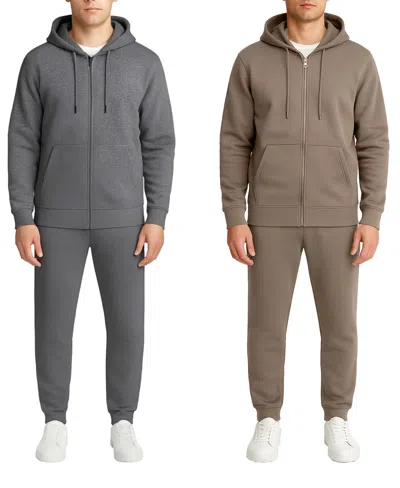 Blu Rock Men's 2-piece Fleece Lined Full-zip Hoodie And Fleece Jogger Sweatpants Set, Pack Of 2 In Multi