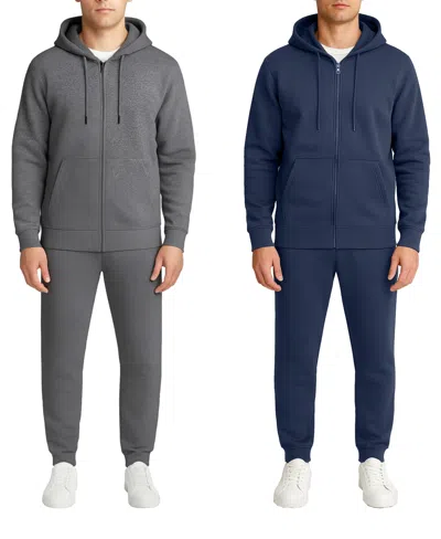 Blu Rock Men's 2-piece Fleece Lined Full-zip Hoodie And Fleece Jogger Sweatpants Set, Pack Of 2 In Multi