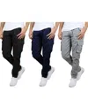 Blu Rock Men's 3-pack Flex Stretch Cargo Pants In Black,navy,gray