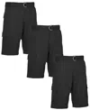 Blu Rock Men's 3-pack Flex Stretch Cargo Shorts In Black