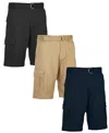 Blu Rock Men's 3-pack Flex Stretch Cargo Shorts In Black,khaki,navy