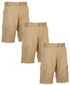 Blu Rock Men's 3-pack Flex Stretch Cargo Shorts In Khaki