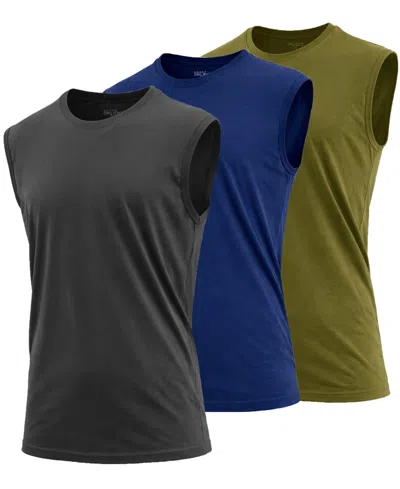 Blu Rock Men's 3-pack Slim-fit Sleeveless Muscle T-shirt In Multi