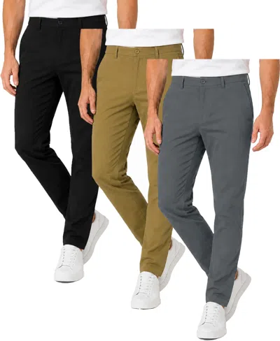 Blu Rock Men's 3-pack Woven Stretch Slim-fit Pants In Multi