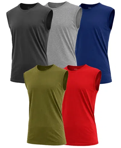 Blu Rock Men's 5-pack Slim-fit Sleeveless Muscle T-shirt In Multi