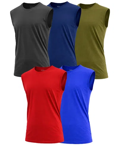 Blu Rock Men's 5-pack Slim-fit Sleeveless Muscle T-shirt In Multi