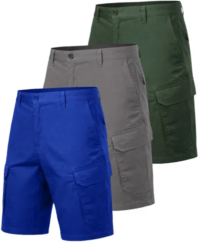 Blu Rock Men's Cotton Flex Stretch Cargo Shorts, 3-pack
