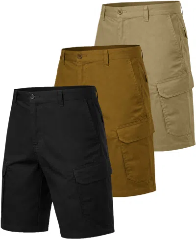 Blu Rock Men's Cotton Flex Stretch Cargo Shorts, 3-pack