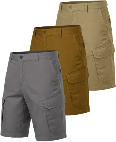 Blu Rock Men's Cotton Flex Stretch Cargo Shorts, 3-pack