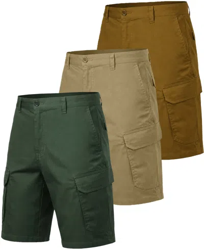 Blu Rock Men's Cotton Flex Stretch Cargo Shorts, 3-pack