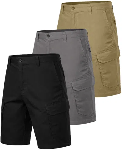 Blu Rock Men's Cotton Flex Stretch Cargo Shorts, 3-pack