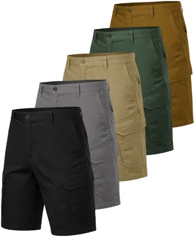 Blu Rock Men's Cotton Flex Stretch Cargo Shorts, 5-pack