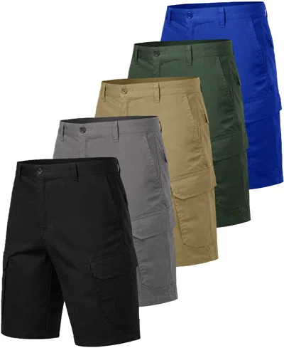 Blu Rock Men's Cotton Flex Stretch Cargo Shorts, 5-pack