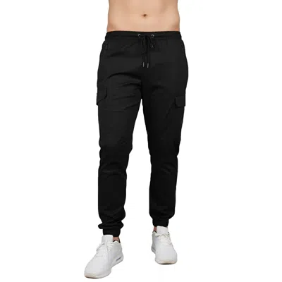 Blu Rock Men's Cotton Flex-stretch Cargo Jogger In Black