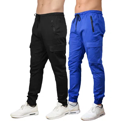 Blu Rock Men's Cotton Flex-stretch Cargo Jogger-2 Pack In Green
