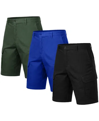 Blu Rock Men's Cotton Flex-stretch Cargo Shorts-3 Pack In Gold