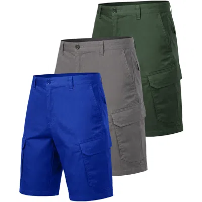 Blu Rock Men's Cotton Flex-stretch Cargo Shorts-3 Pack In Multi