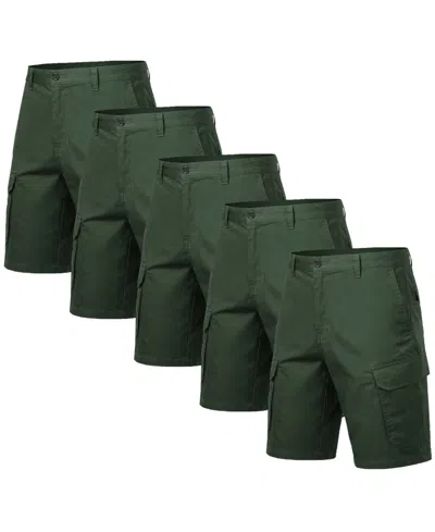 Blu Rock Men's Cotton Flex-stretch Cargo Shorts-5 Pack In Green