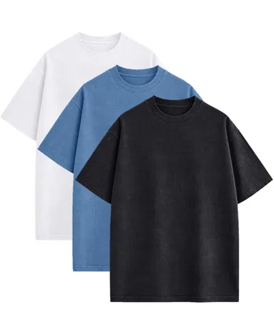 Blu Rock Men's Drop-shoulder Micro Waffle-knit Short-sleeve Crewneck T-shirt, 3-pack In Multi