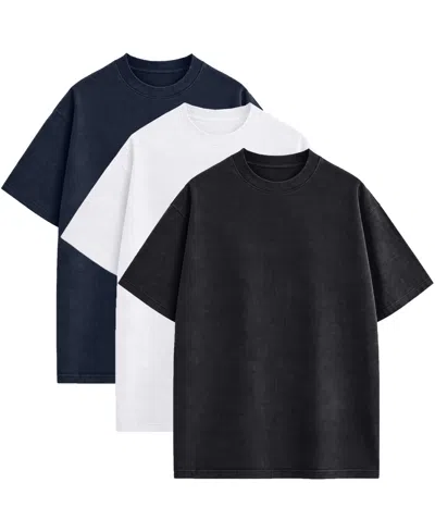 Blu Rock Men's Drop-shoulder Micro Waffle-knit Short-sleeve Crewneck T-shirt, 3-pack In Multi
