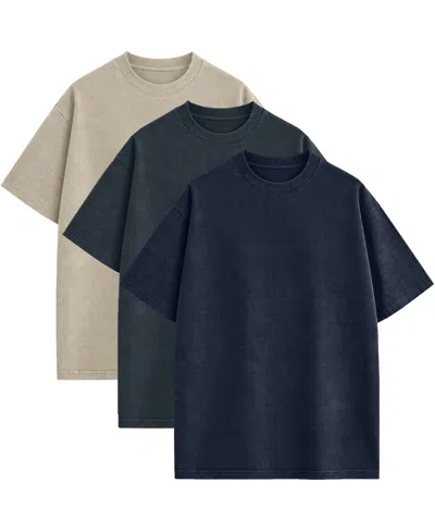 Blu Rock Men's Drop-shoulder Micro Waffle-knit Short-sleeve Crewneck T-shirt, 3-pack In Multi