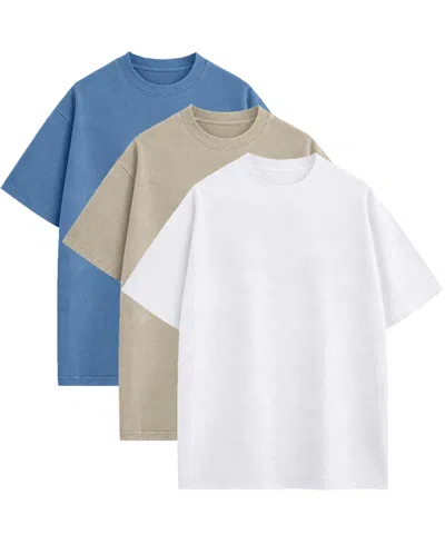 Blu Rock Men's Drop-shoulder Micro Waffle-knit Short-sleeve Crewneck T-shirt, 3-pack In Animal Print