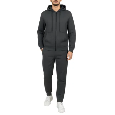 Blu Rock Men's Fleece Lined Full-zip Hoodie And Fleece Jogger Sweatpants With Zipper Side Pockets Matching Se In Black