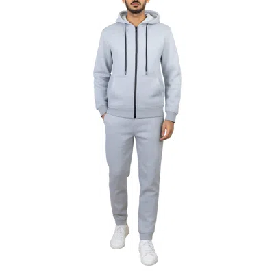 Blu Rock Men's Fleece Lined Full-zip Hoodie And Fleece Jogger Sweatpants With Zipper Side Pockets Matching Se In Blue