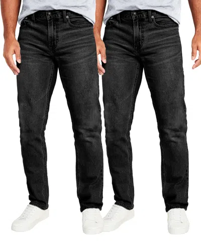Blu Rock Men's Flex Stretch Slim Straight Jeans, Pack Of 2 In Black