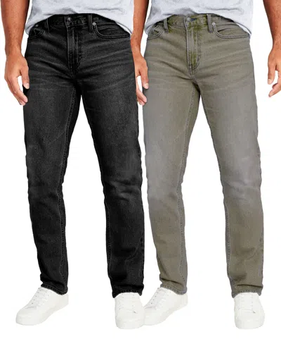 Blu Rock Men's Flex Stretch Slim Straight Jeans, Pack Of 2 In Black,gray