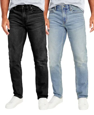 Blu Rock Men's Flex Stretch Slim Straight Jeans, Pack Of 2 In Black,light Blue