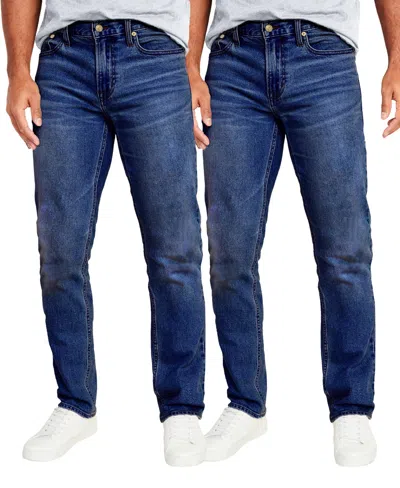 Blu Rock Men's Flex Stretch Slim Straight Jeans, Pack Of 2 In Dark Wash