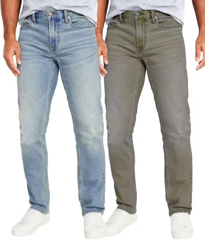Blu Rock Men's Flex Stretch Slim Straight Jeans, Pack Of 2 In Light Blue,gray
