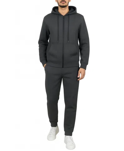 Blu Rock Men's Fleece Lined Full-zip Hoodie And Fleece Jogger Sweatpants With Zipper Side Pockets Matching Se In Pink