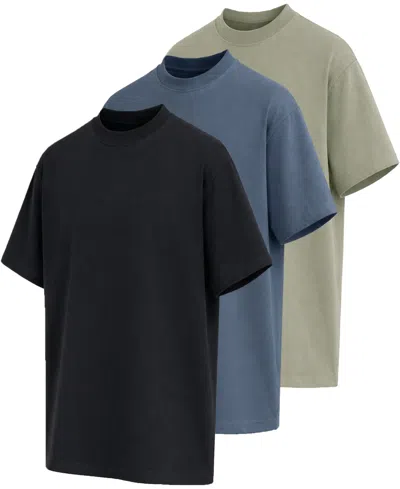 Blu Rock Men's Heavyweight Cotton Drop-shoulder T-shirt, 3-pack In Multi